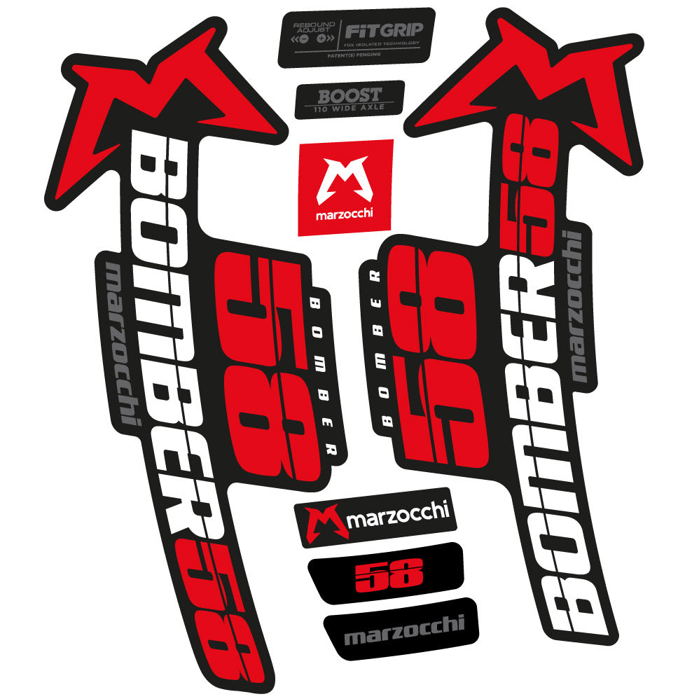 Autocollant Marzocchi Bomber 58 2019-2020, Fourche 29, Autocollant Vélo vinyle