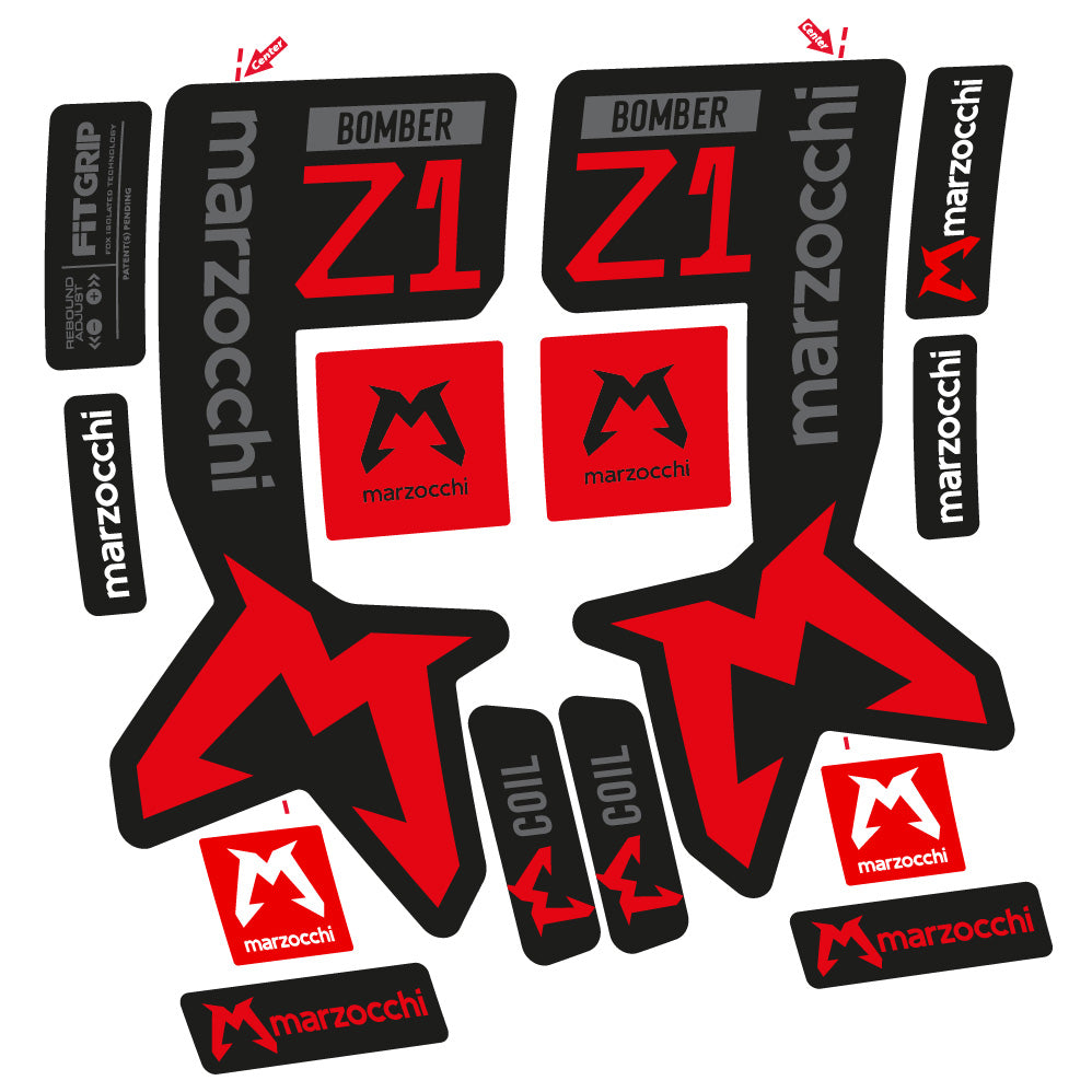 Autocollants compatibles avec la fourche Marzocchi Bomber Z1 29 pouces (modèles 2019 à 2025) | Autocollants VTT en vinyle