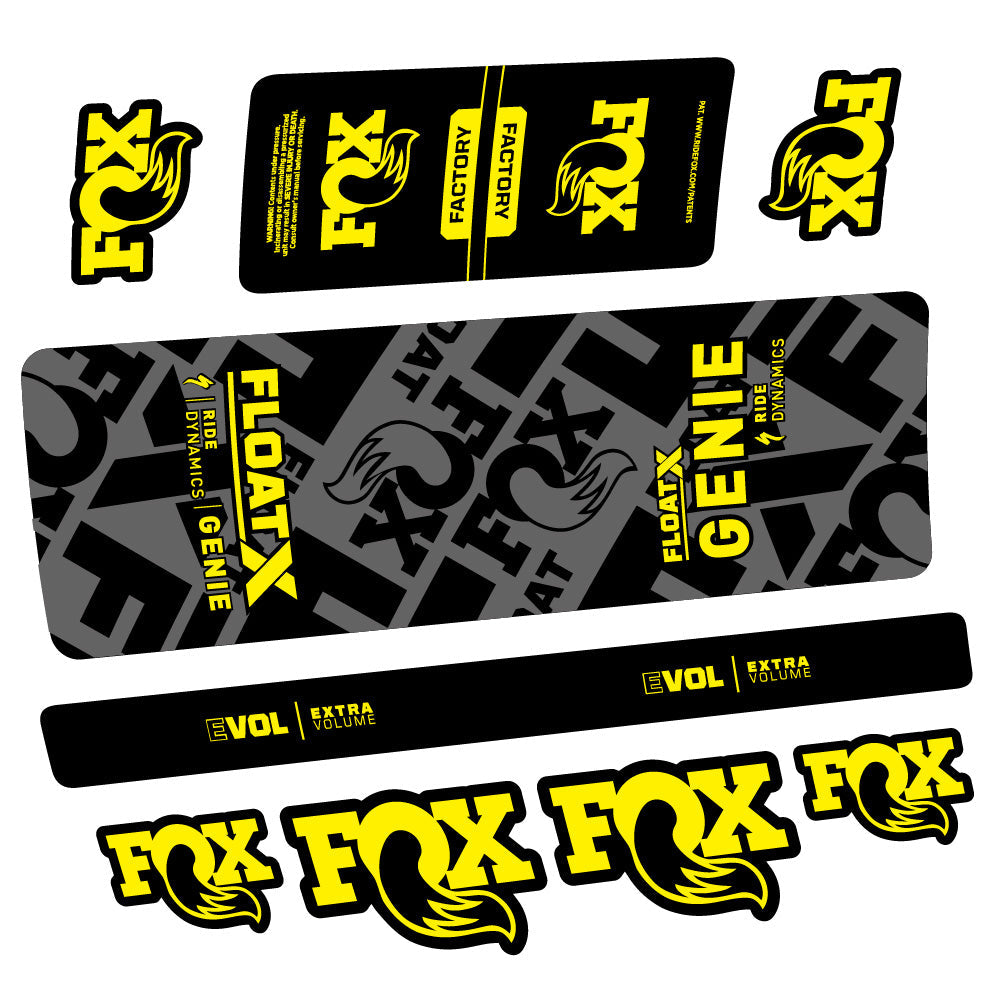 Autocollant Fox Float X Genie, Rear Shock, Autocollant vélo vinyle