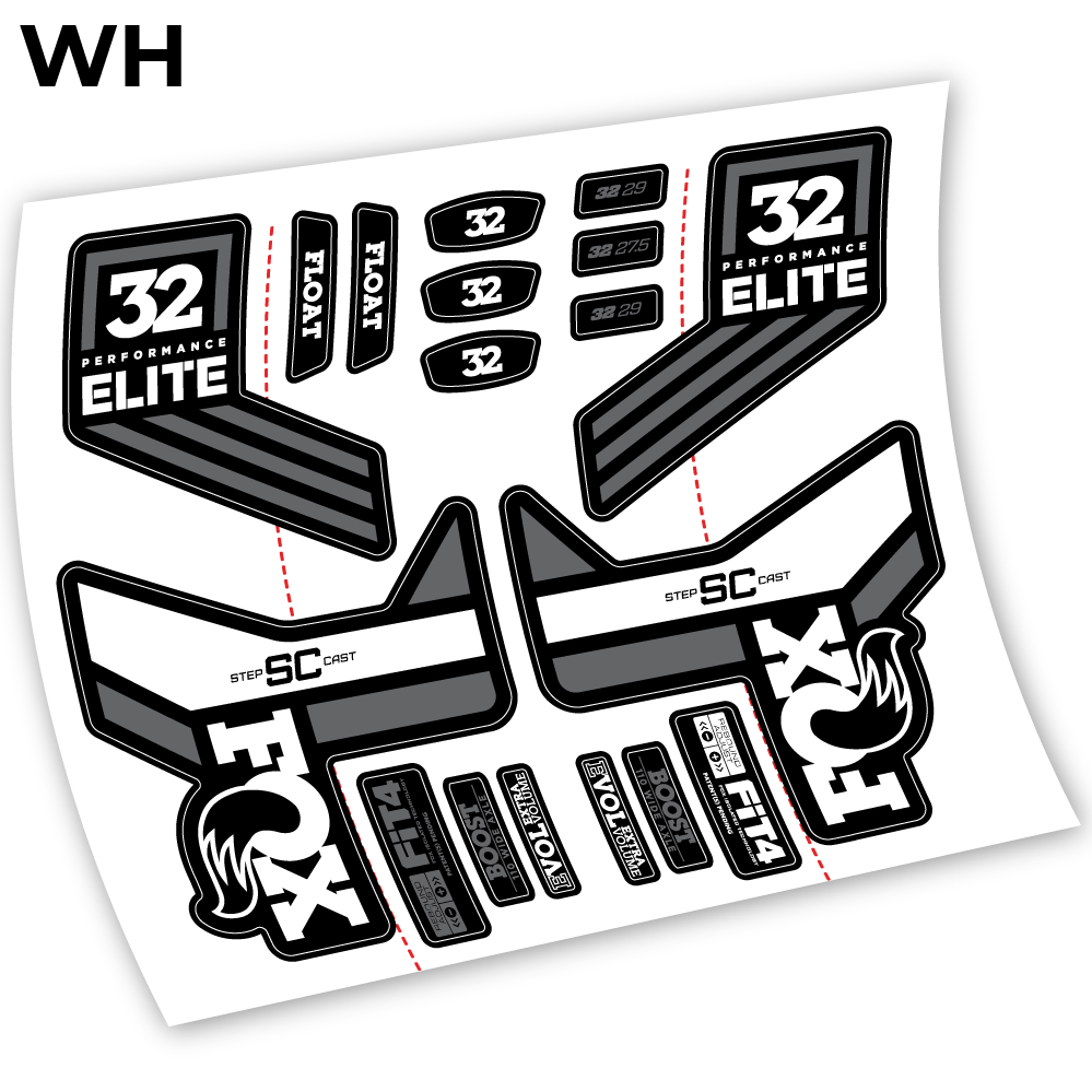 Autocollant, Fox SC 32 Elite Performance 2018, Autocollant Vélo Fourche Vinyle