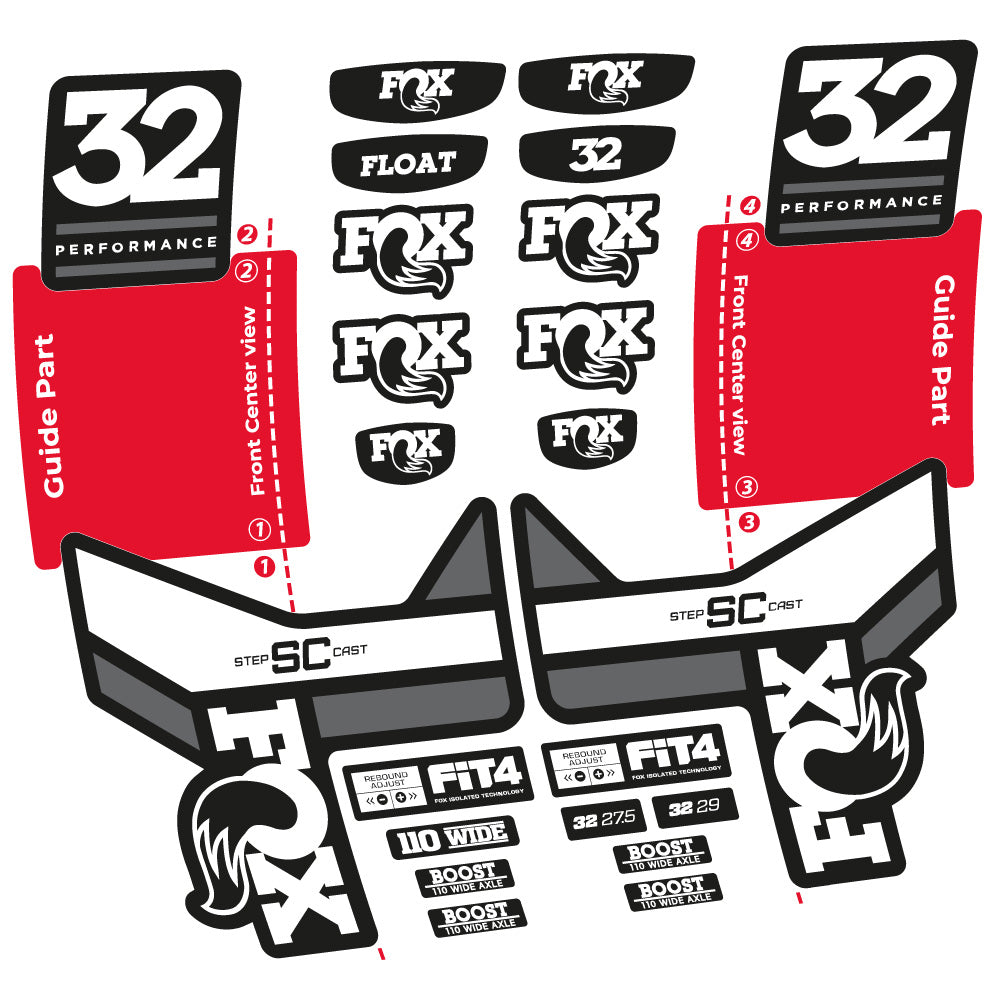 Autocollant Fox 32 SC Performance 2019, Fourche 29, Autocollant Vélo vinyle