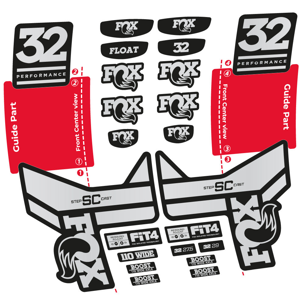 Autocollant Fox 32 SC Performance 2019, Fourche 29, Autocollant Vélo vinyle