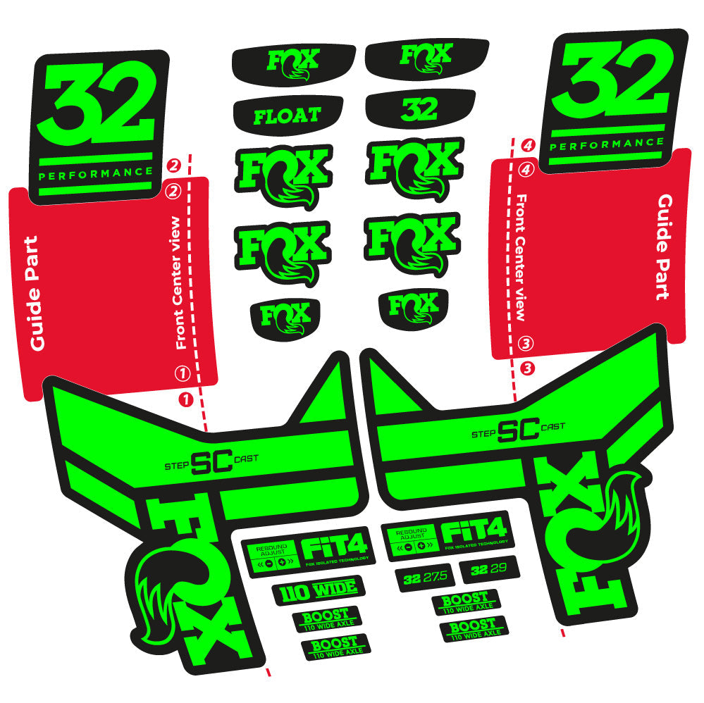 Autocollant Fox 32 SC Performance 2019, Fourche 29, Autocollant Vélo vinyle