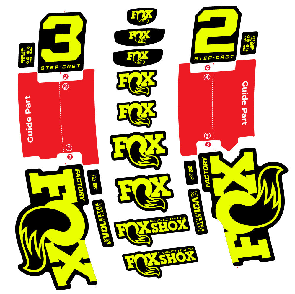 Autocollant Fox 32 Step-Cast Factory 2 2025, Fourche 29, Autocollant Vélo vinyle