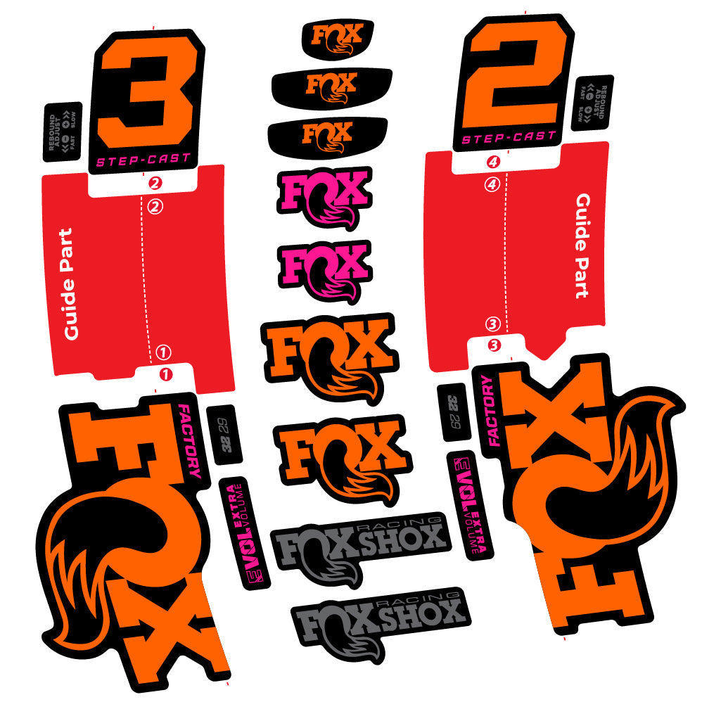 Autocollant Fox 32 Step-Cast Factory 2 2025, Fourche 29, Autocollant Vélo vinyle