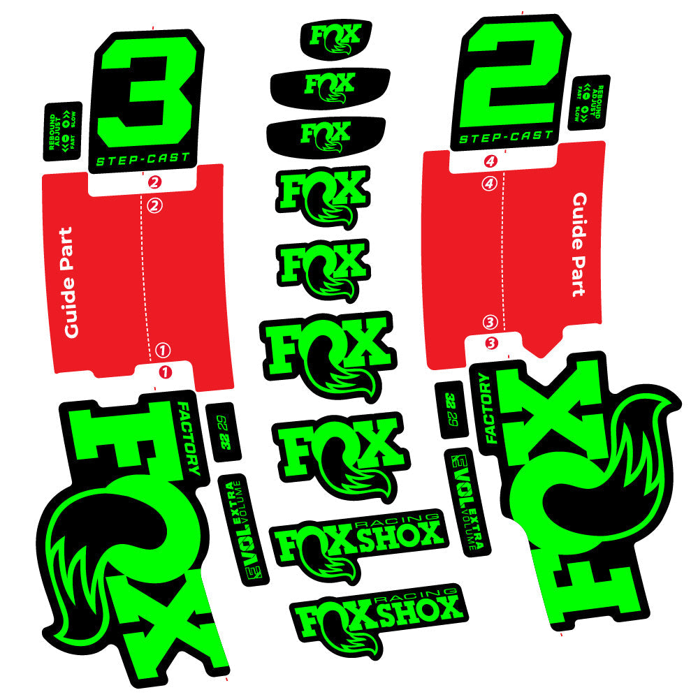 Autocollant Fox 32 Step-Cast Factory 2 2025, Fourche 29, Autocollant Vélo vinyle