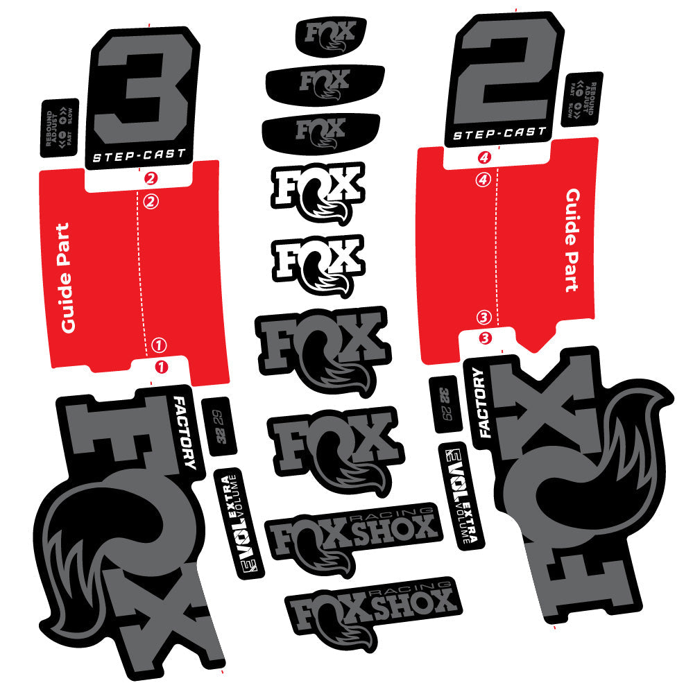 Autocollant Fox 32 Step-Cast Factory 3 2025, Fourche 29, Autocollant Vélo vinyle