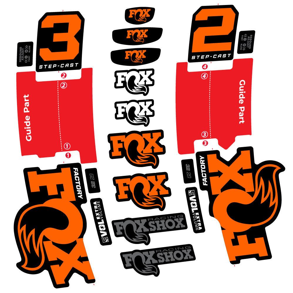 Autocollant Fox 32 Step-Cast Factory 3 2025, Fourche 29, Autocollant Vélo vinyle