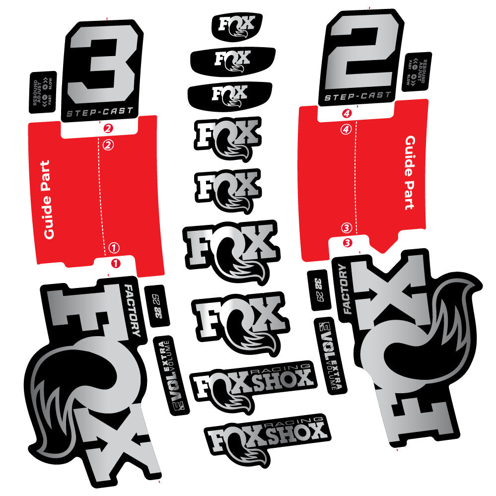 Autocollant Fox 32 Step-Cast Factory 3 2025, Fourche 29, Autocollant Vélo vinyle