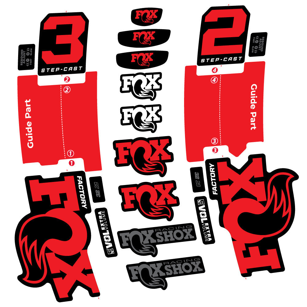 Autocollant Fox 32 Step-Cast Factory 3 2025, Fourche 29, Autocollant Vélo vinyle