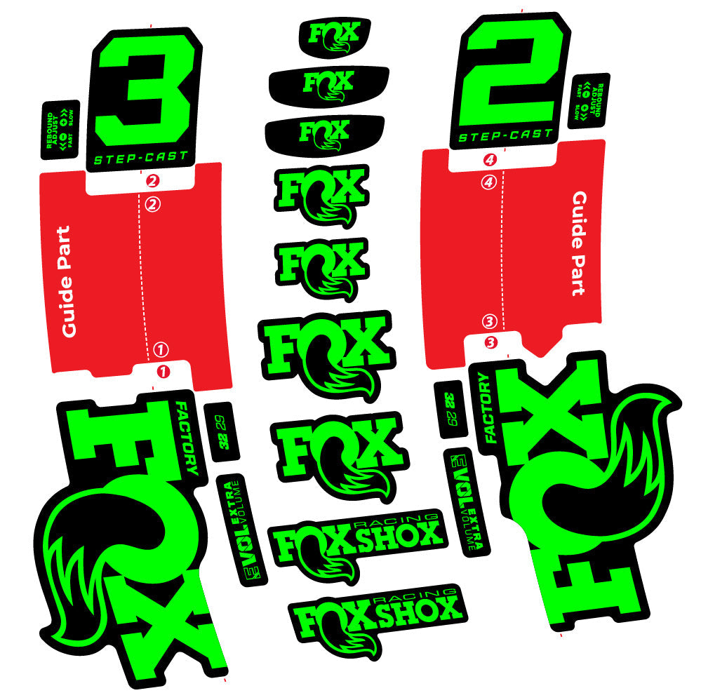 Autocollant Fox 32 Step-Cast Factory 3 2025, Fourche 29, Autocollant Vélo vinyle