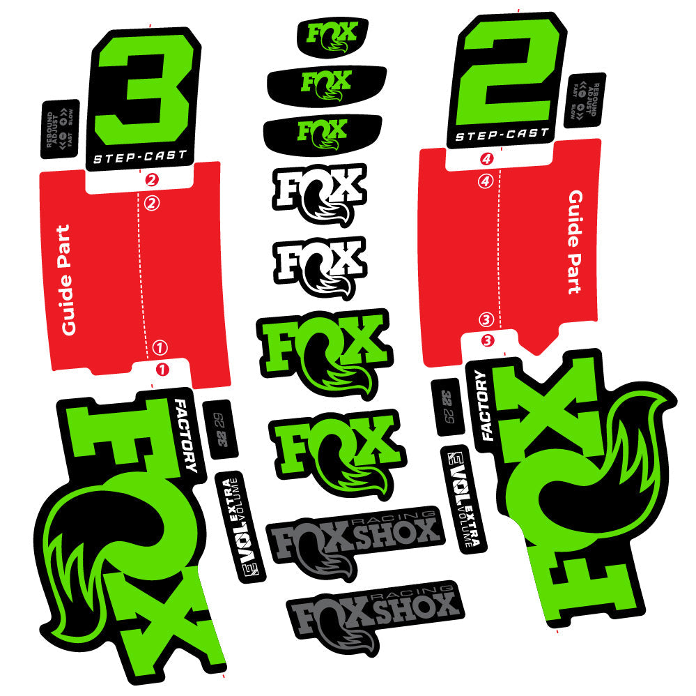 Autocollant Fox 32 Step-Cast Factory 3 2025, Fourche 29, Autocollant Vélo vinyle