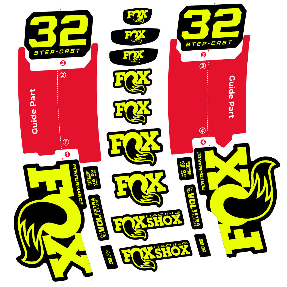 Autocollant Fox 32 Step-Cast Performance 2025, Fourche 29, Autocollant Vélo vinyle