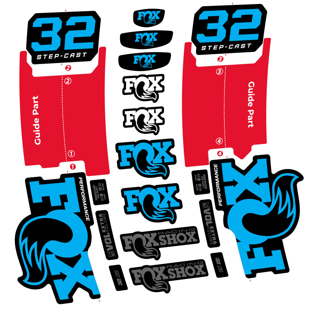 Autocollant Fox 32 Step-Cast Performance 2025, Fourche 29, Autocollant Vélo vinyle