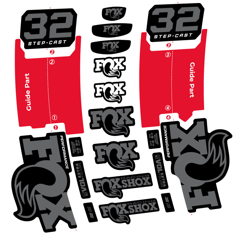 Autocollant Fox 32 Step-Cast Performance 2025, Fourche 29, Autocollant Vélo vinyle