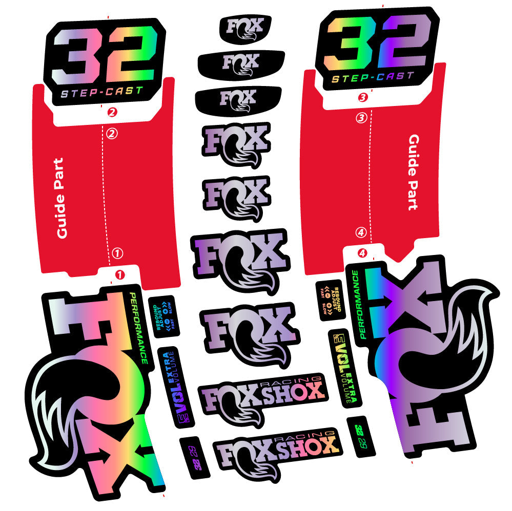 Autocollant Fox 32 Step-Cast Performance 2025, Fourche 29, Autocollant Vélo vinyle