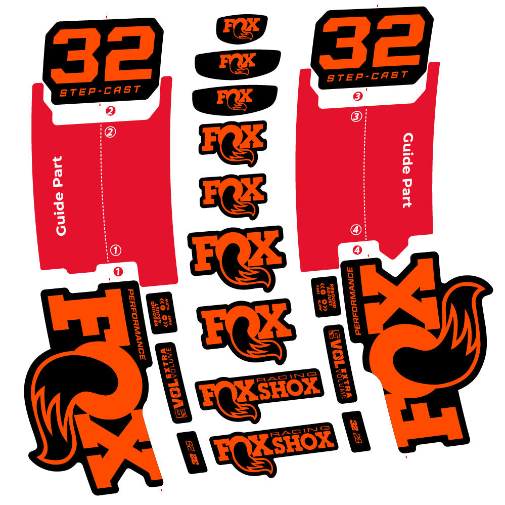 Autocollant Fox 32 Step-Cast Performance 2025, Fourche 29, Autocollant Vélo vinyle