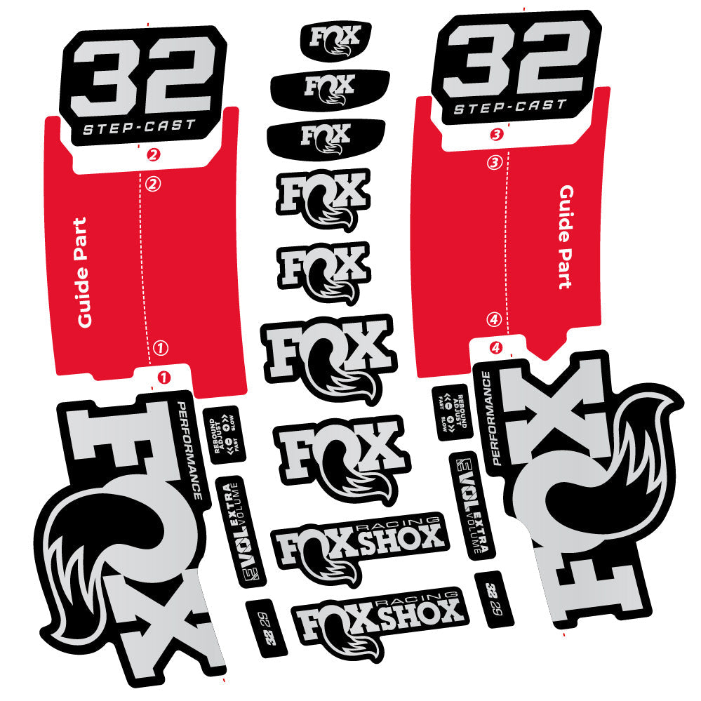 Autocollant Fox 32 Step-Cast Performance 2025, Fourche 29, Autocollant Vélo vinyle