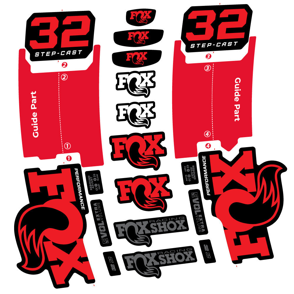 Autocollant Fox 32 Step-Cast Performance 2025, Fourche 29, Autocollant Vélo vinyle