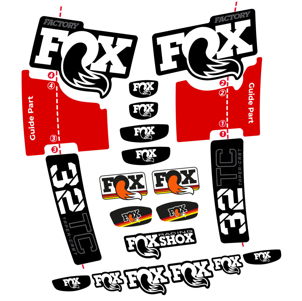 Autocollant Fox 32 Taper Cast Factory, Fourche 29, Autocollant Vélo vinyle