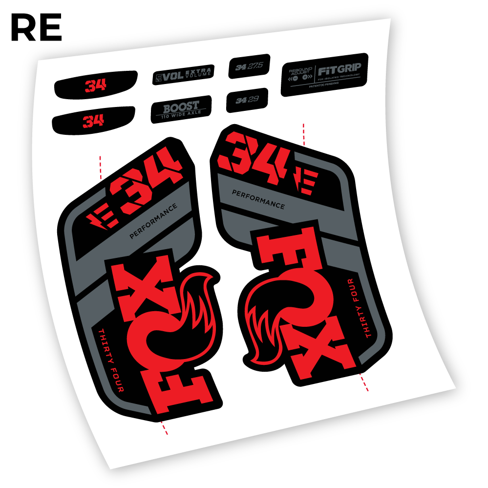 Autocollant, Fox 34 E-Vélo 2021 Stickers, Autocollant Vélo Fourche Vinyle
