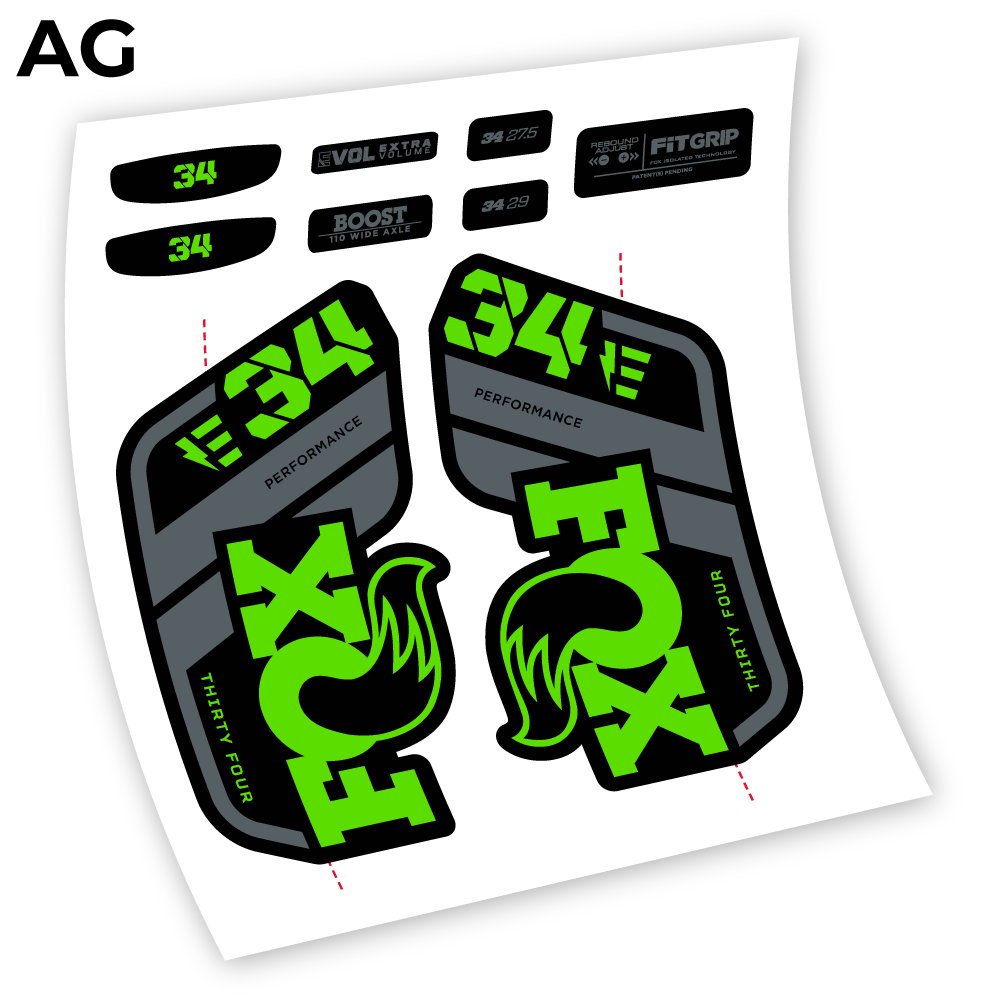 Autocollant, Fox 34 E-Vélo 2021 Stickers, Autocollant Vélo Fourche Vinyle