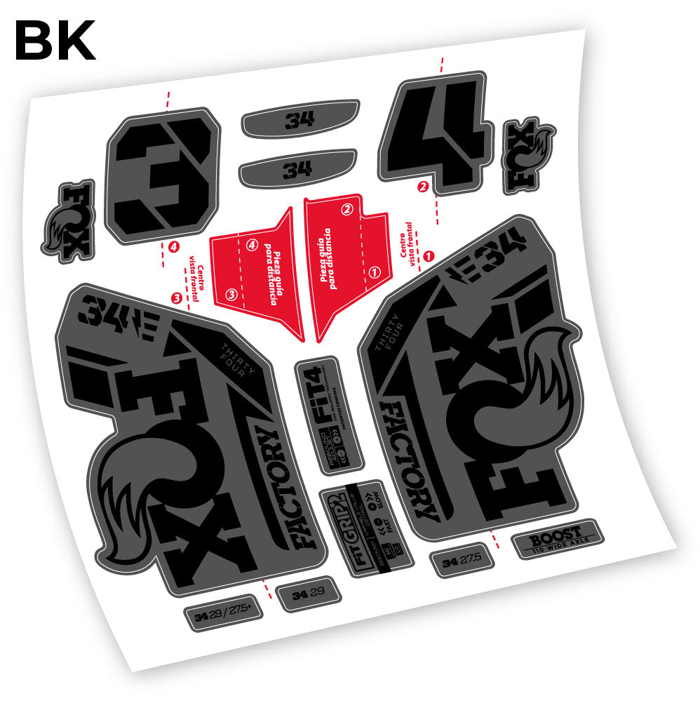 Autocollant, Fox 34 Factory E-Vélo 2021 Stickers, Autocollant Vélo Fourche Vinyle