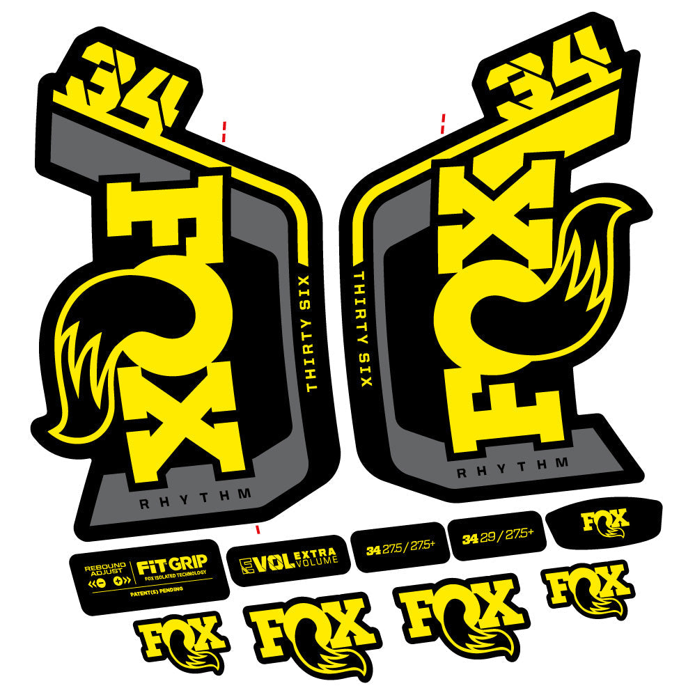 Autocollant Fox Factory 34 Rhythm 2024, Fourche 29, Autocollant Vélo vinyle