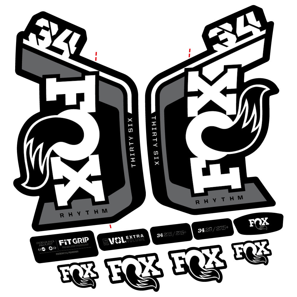 Autocollant Fox Factory 34 Rhythm 2024, Fourche 29, Autocollant Vélo vinyle