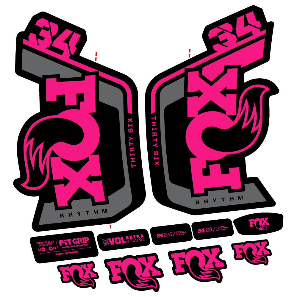 Autocollant Fox Factory 34 Rhythm 2024, Fourche 29, Autocollant Vélo vinyle