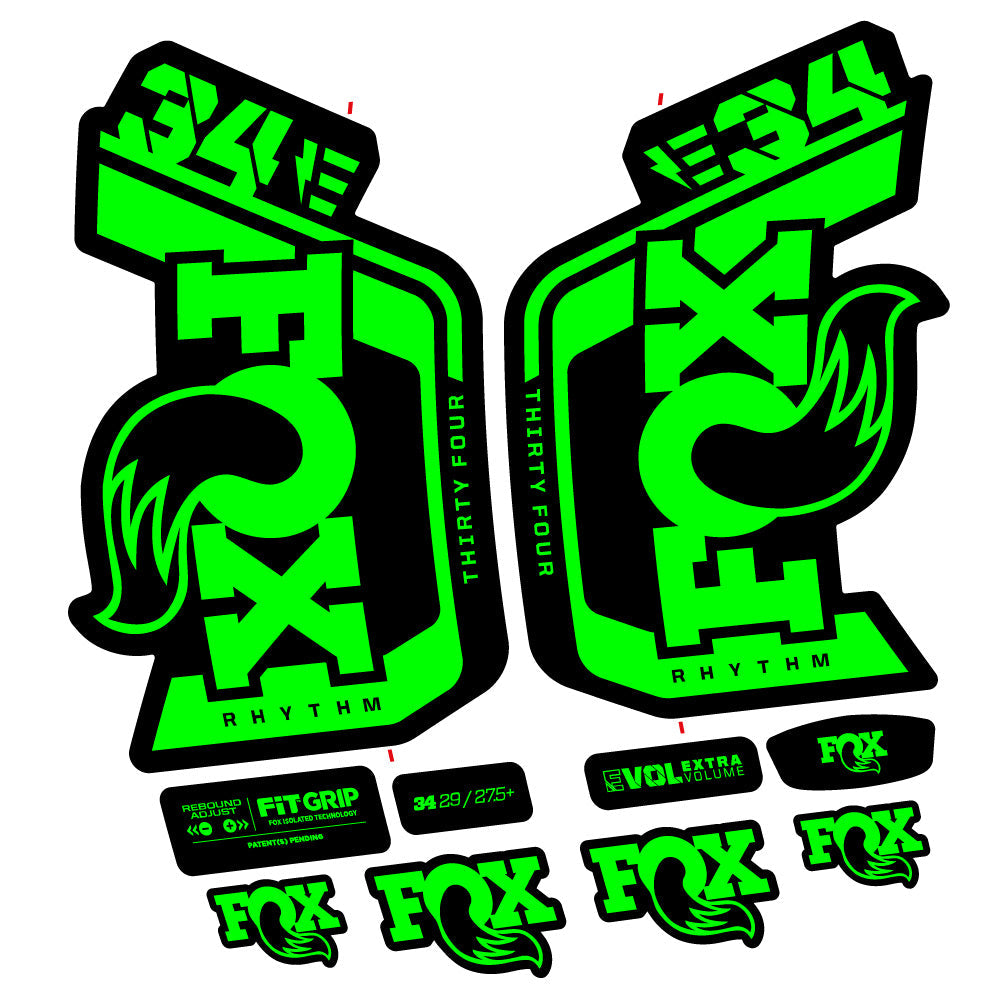 Autocollant Fox Factory 34 Rhythm E-Vélo 2024, Fourche 29, Autocollant Vélo vinyle