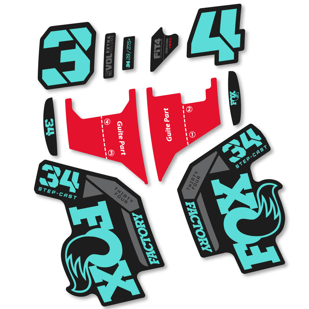 Autocollant Fox 34 Factory Step Cast 2022, Fourche 29, Vélo vinyle sticker
