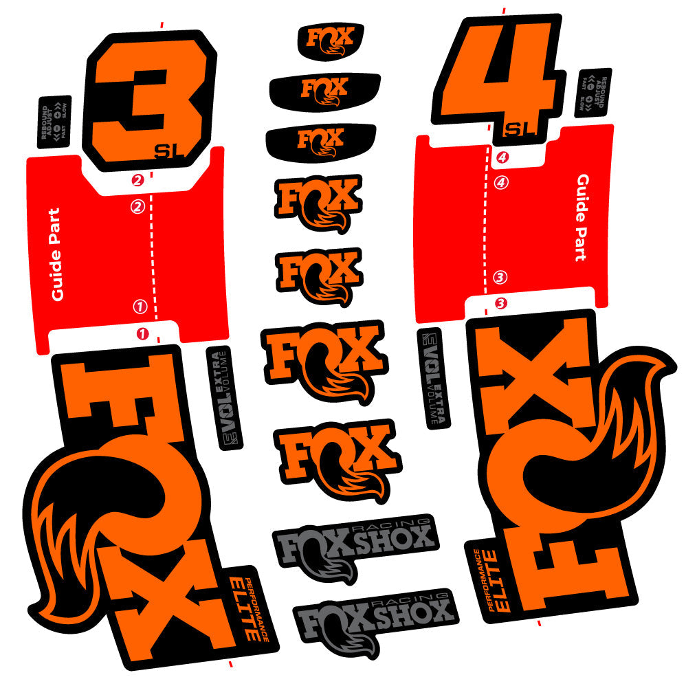 Autocollant FOX 34 SL Performance Elite, Fourche 29, Autocollant vélo vinyle
