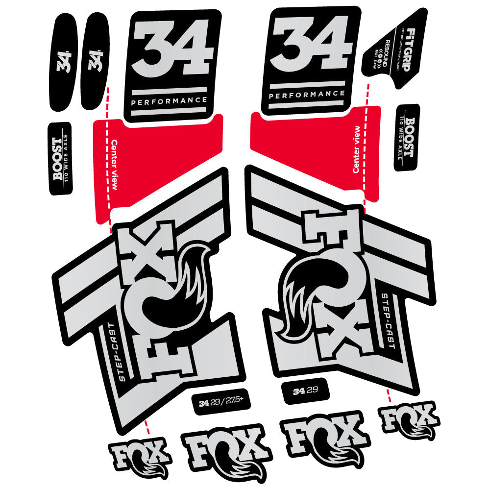Autocollant Fox 34 SC Performance 2019 Vélo Fourche vinyle autocollant