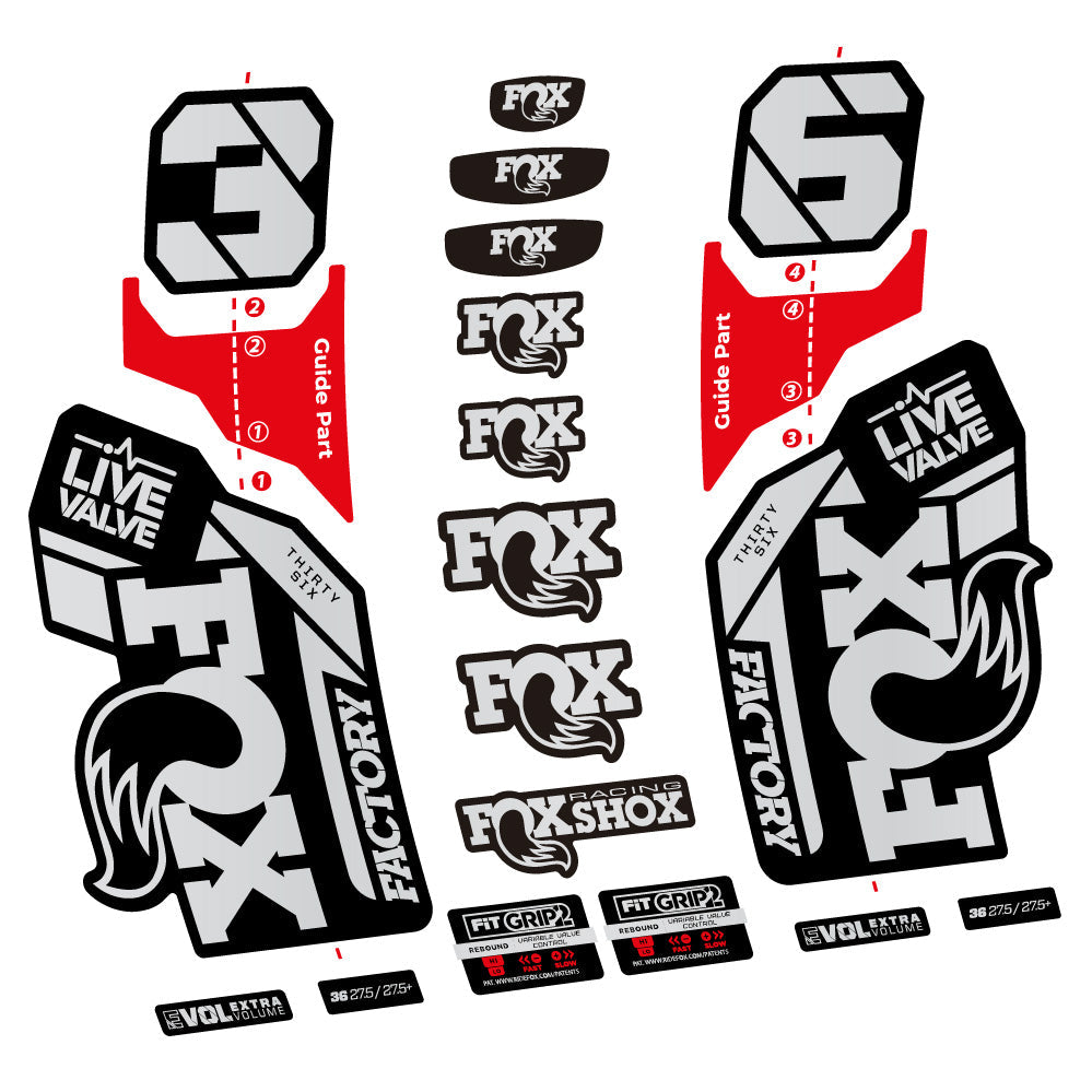 Autocollant Fox 36 Factory Live Valve, Fourche 29, Autocollant Vélo vinyle