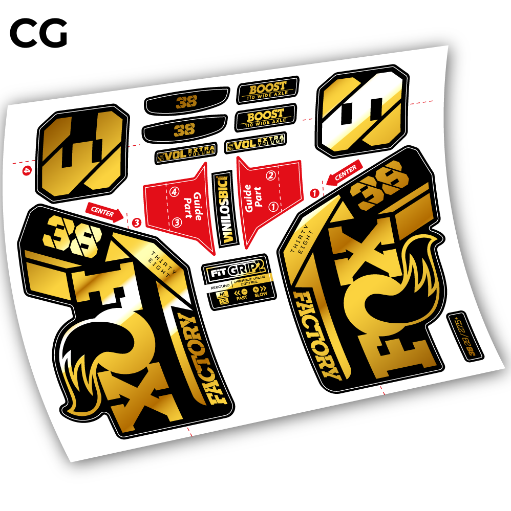 Autocollant, Fox 38 2021, Vélo Fourche 29 Vinyle sticker