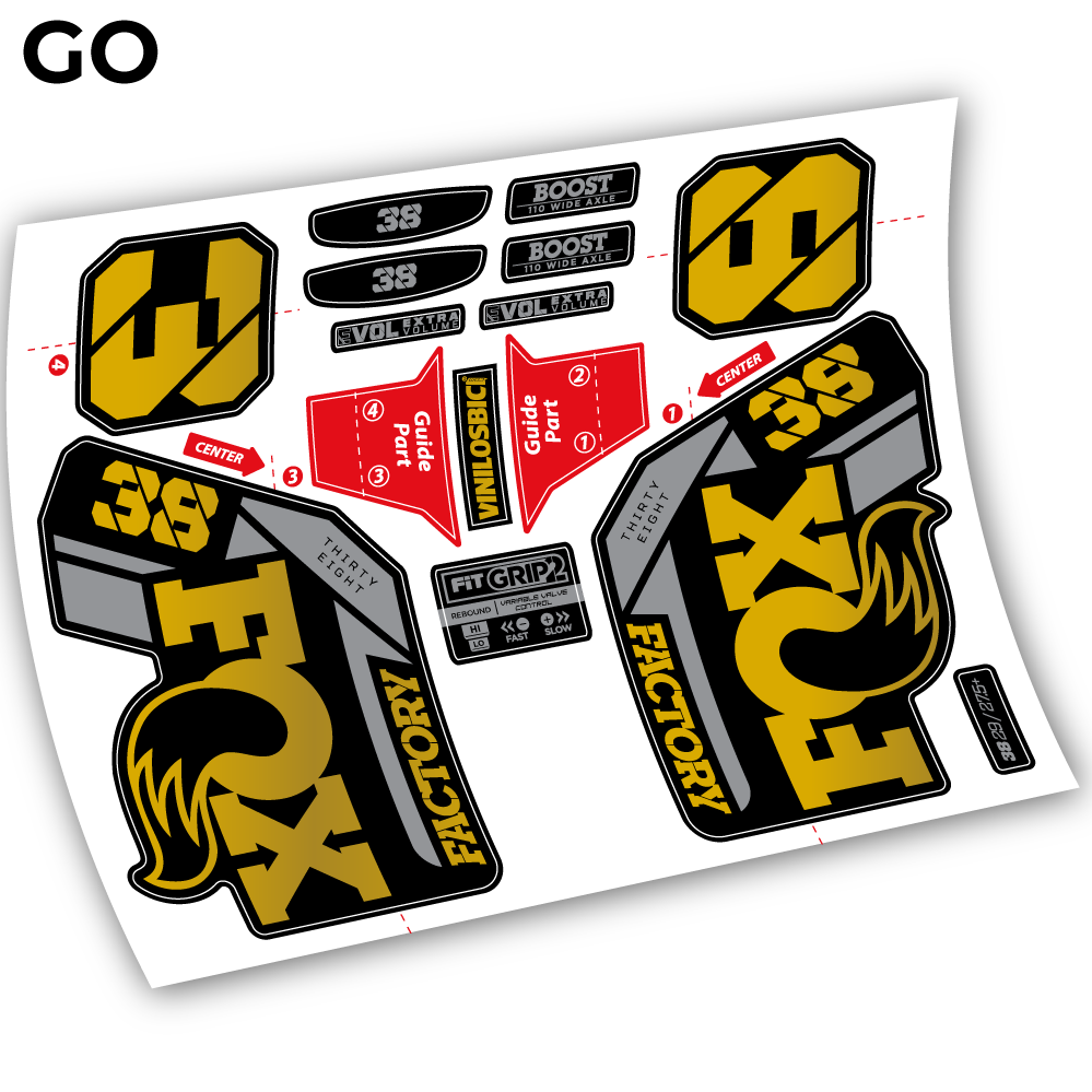 Autocollant, Fox 38 2021, Vélo Fourche 29 Vinyle sticker