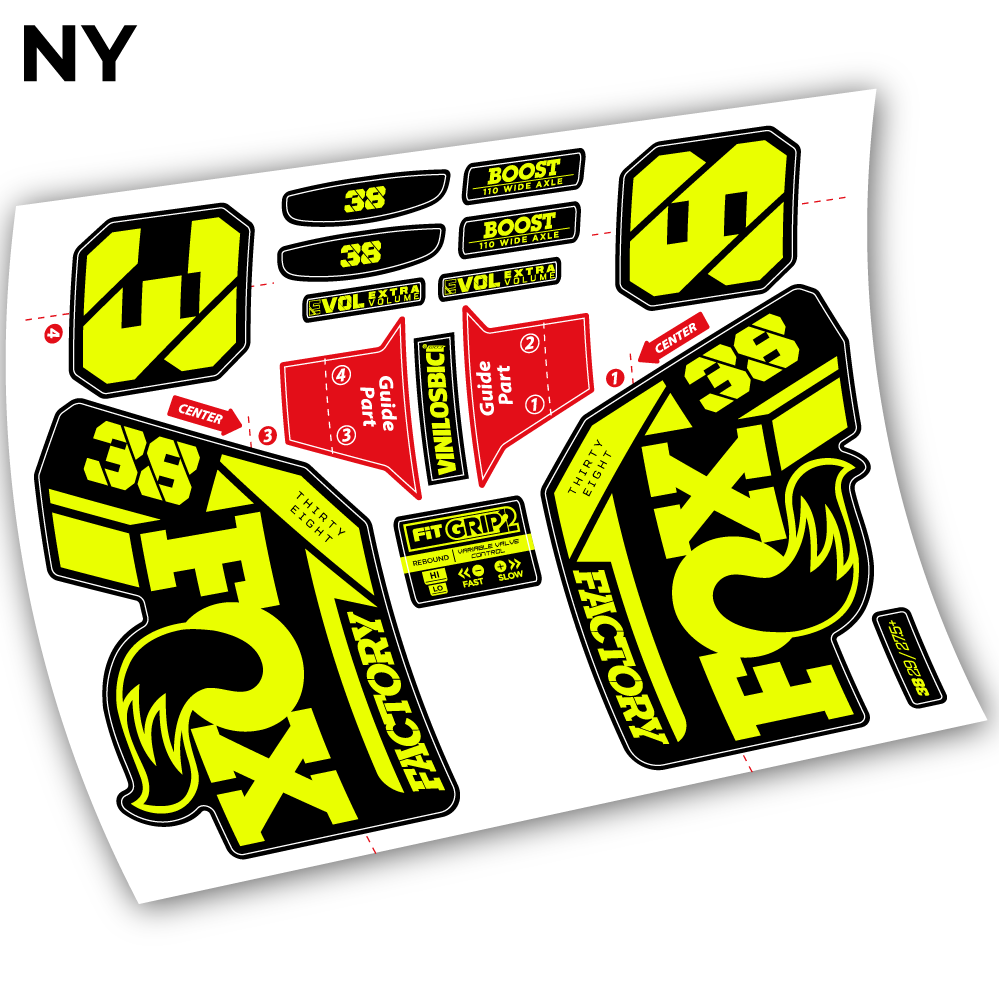 Autocollant, Fox 38 2021, Vélo Fourche 29 Vinyle sticker