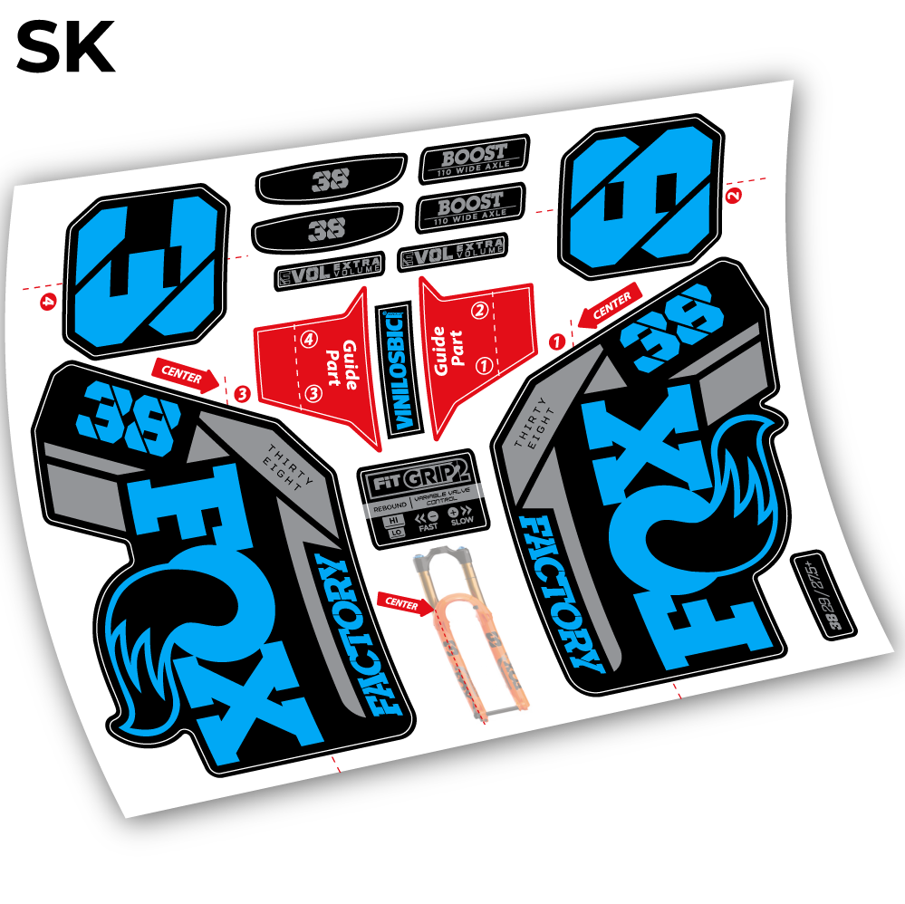 Autocollant, Fox 38 2021, Vélo Fourche 29 Vinyle sticker