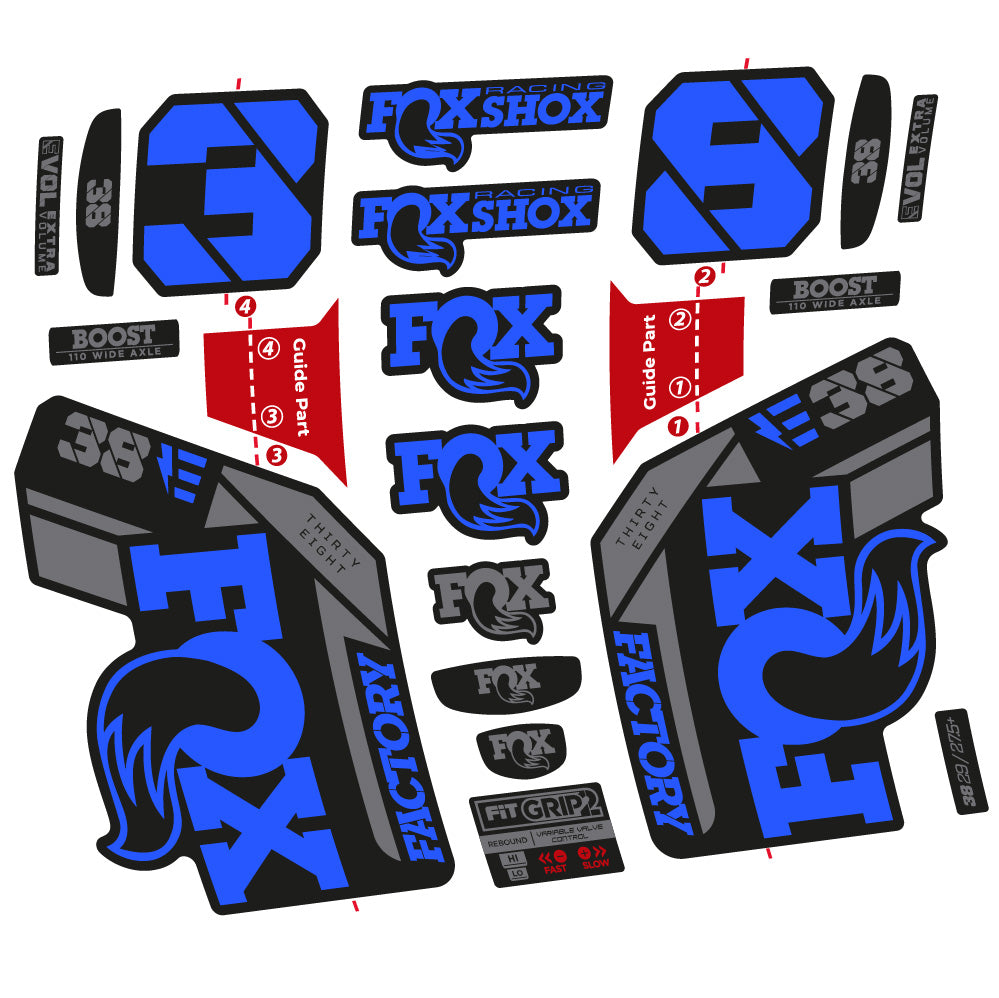 Autocollant Fox 38 E-Vélo 2021, Fourche 29, Vélo vinyle sticker
