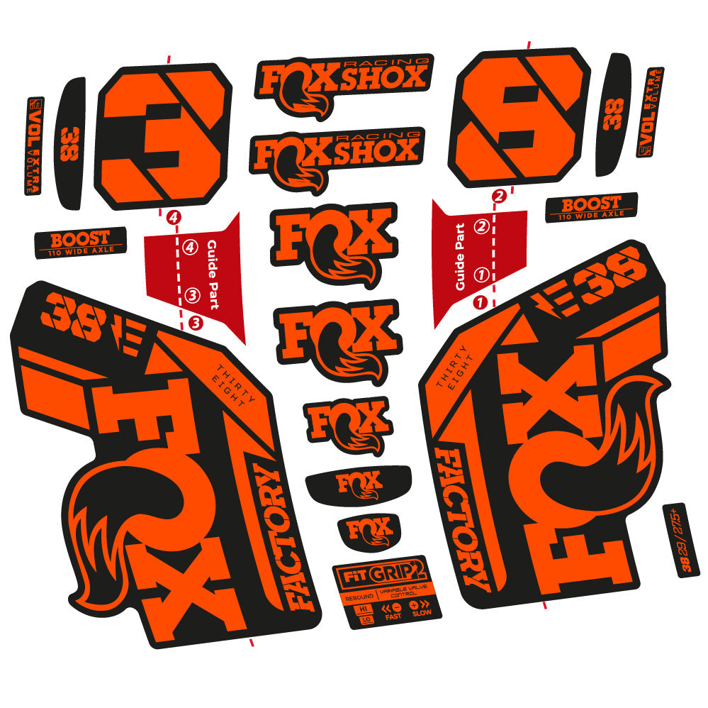 Autocollant Fox 38 E-Vélo 2021, Fourche 29, Vélo vinyle sticker