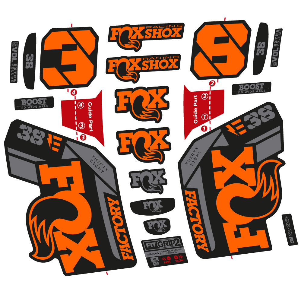 Autocollant Fox 38 E-Vélo 2021, Fourche 29, Vélo vinyle sticker