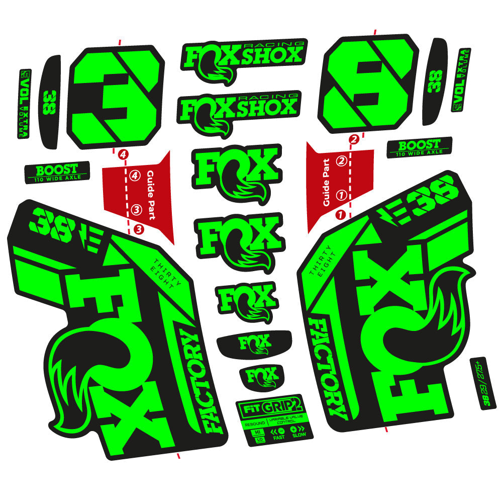 Autocollant Fox 38 E-Vélo 2021, Fourche 29, Vélo vinyle sticker