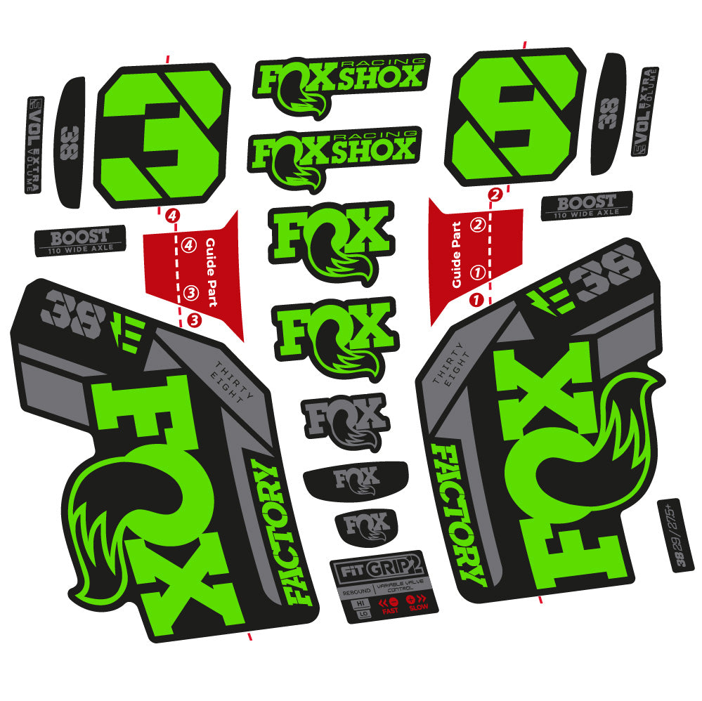 Autocollant Fox 38 E-Vélo 2021, Fourche 29, Vélo vinyle sticker
