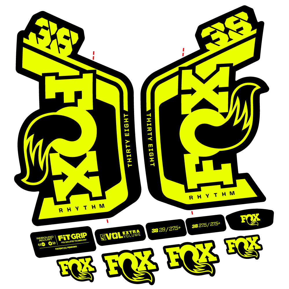 Autocollant Fox Factory 38 Rhythm 2024, Fourche 29, Autocollant Vélo vinyle