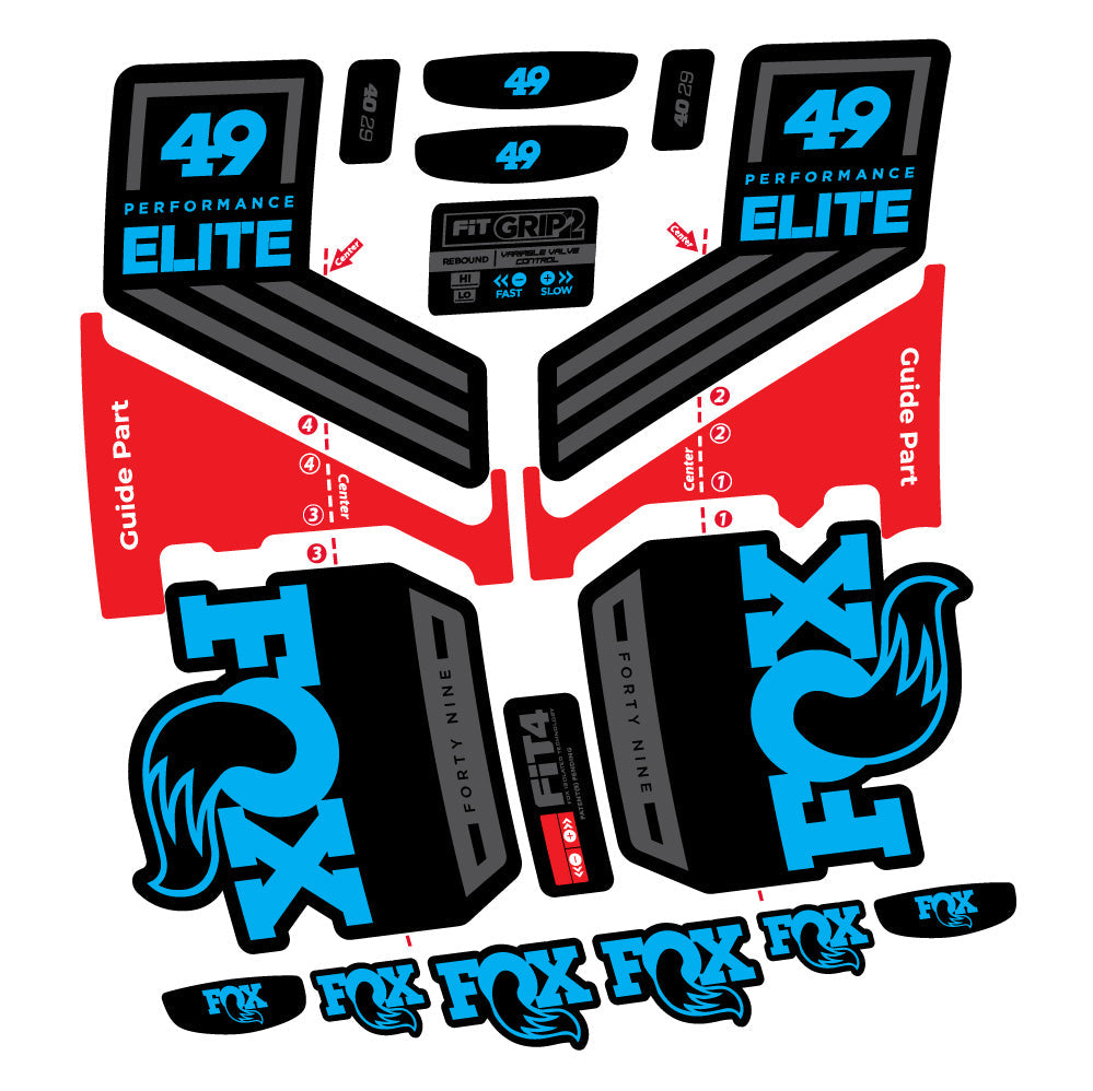 Autocollant Fox 49 Performance Elite 2019, Fourche 29, Autocollant Vélo vinyle