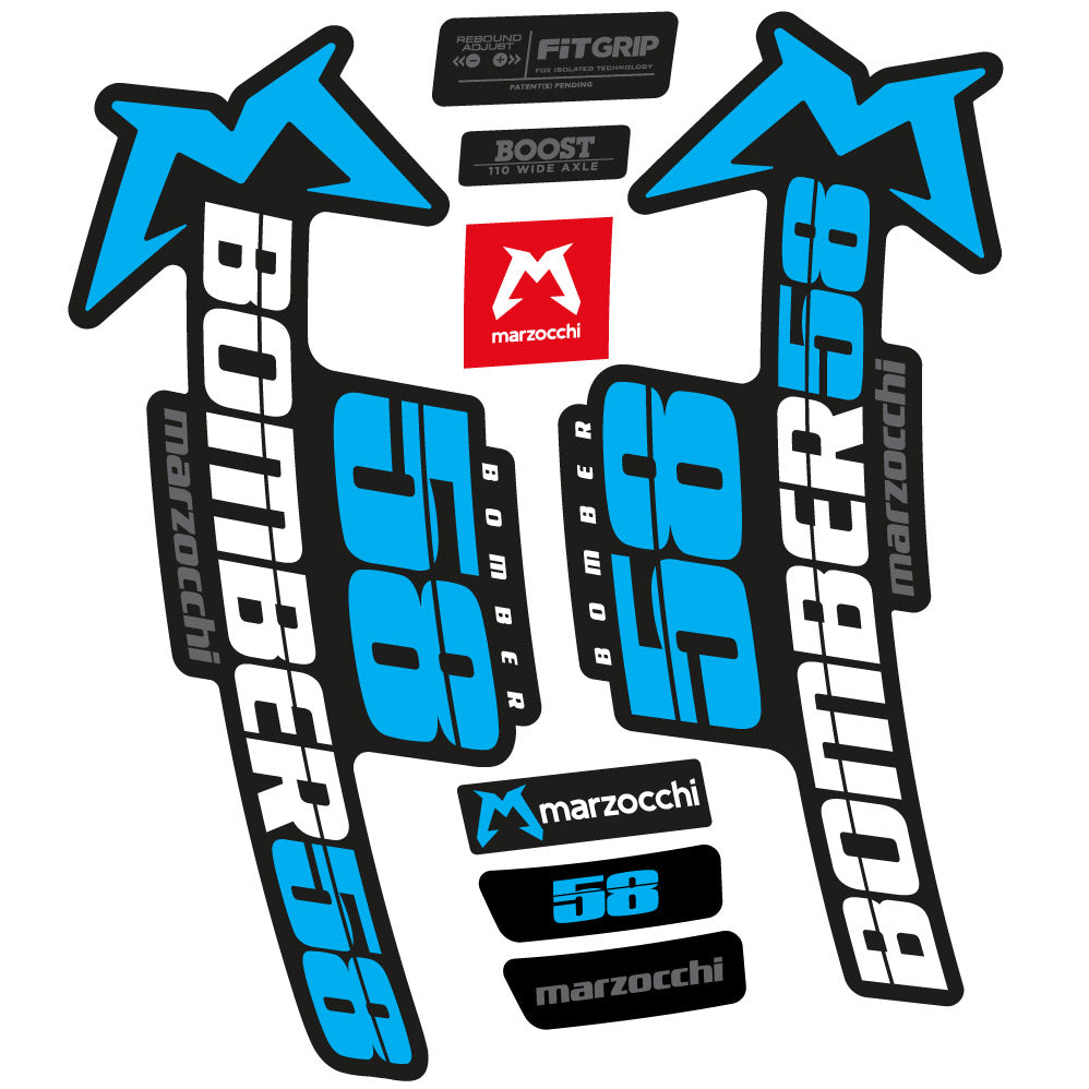 Autocollant Marzocchi Bomber 58 2019-2020, Fourche 29, Autocollant Vélo vinyle