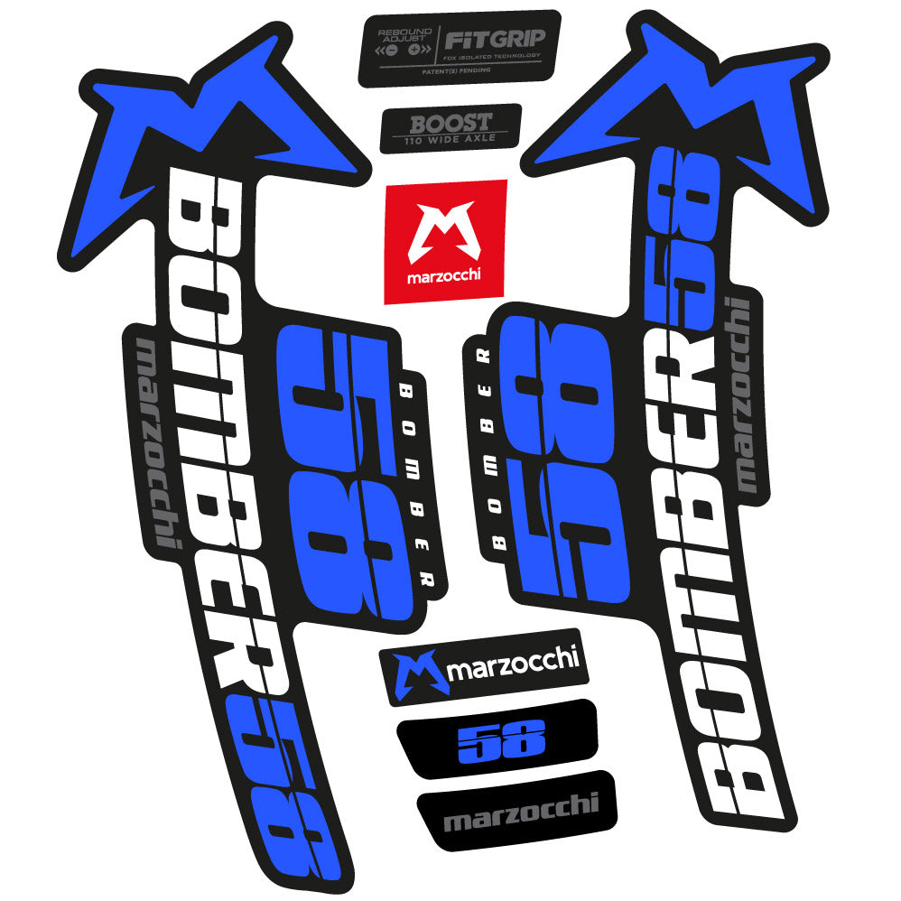 Autocollant Marzocchi Bomber 58 2019-2020, Fourche 29, Autocollant Vélo vinyle