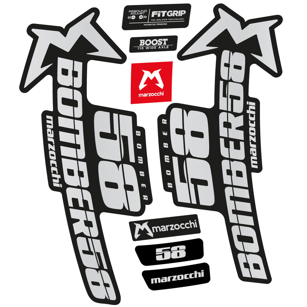 Autocollant Marzocchi Bomber 58 2019-2020, Fourche 29, Autocollant Vélo vinyle