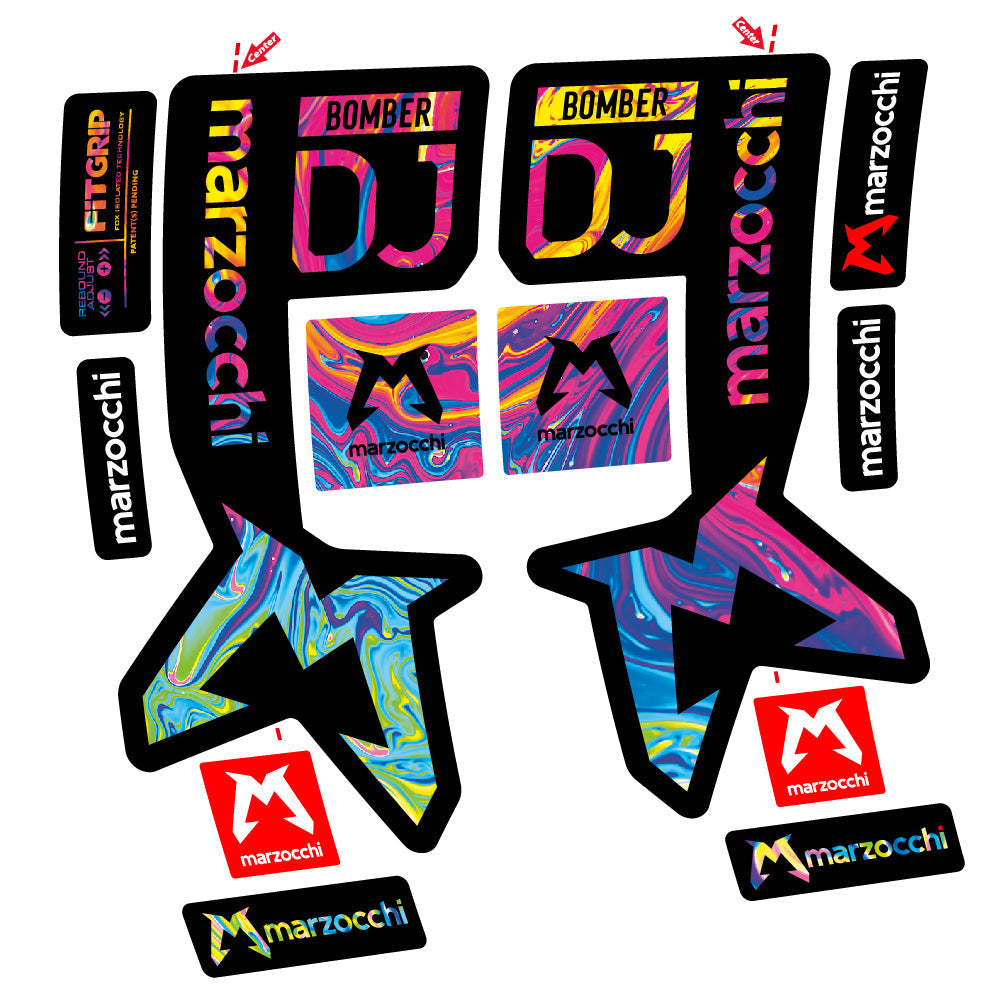 Autocollant Marzocchi Bomber DJ, Fourche 29, Vélo vinyle autocollant